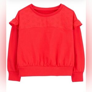 Carter’s| Toddler Girls Red Ruffle Eyelet Pull Over Sweatshirt SZ 5T